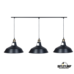 Lámpara industrial pergola negra metálica 3 luces E27 vintage retro