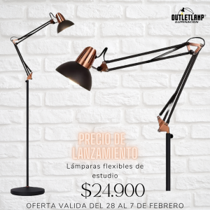 Lámpara De Pie Articulada flexible estudio Cobre Negro