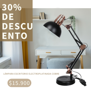 Lámpara de escritorio electroplatinada negra cobre con base