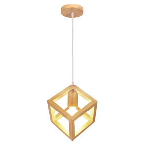 Lámpara colgante de madera geometric cubo 1 luz