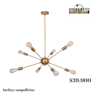 lámpara Sputnik dorada de 8 luces