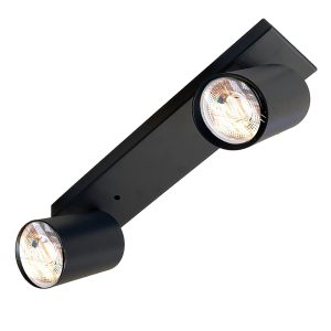 Aplique Foco GU10 2 luces metal negro Giani