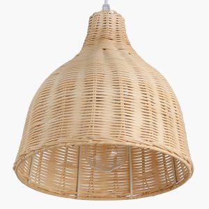 Lámpara bambu 2 luces riel 60 cms kozu tejido natural rosca E27